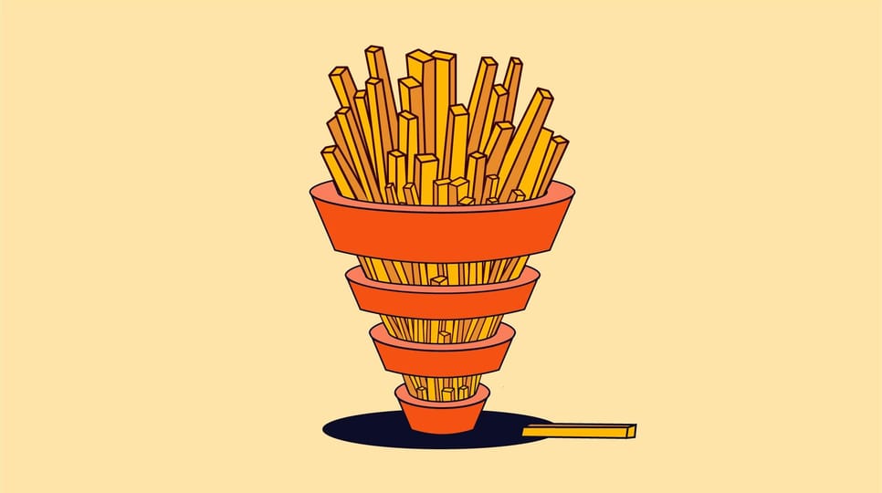 Graphic shows a three-ringed funnel filled with McDonald's french fries