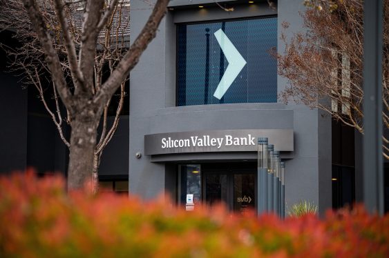 SVB, Silicon Valley Bank headquarters picturing the front entrance of the building.