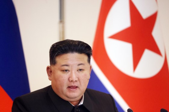 North Korean Supreme Leader Kim Jong Un attends a press conference, June 19, 2024, in Pyongyang, North Korea.