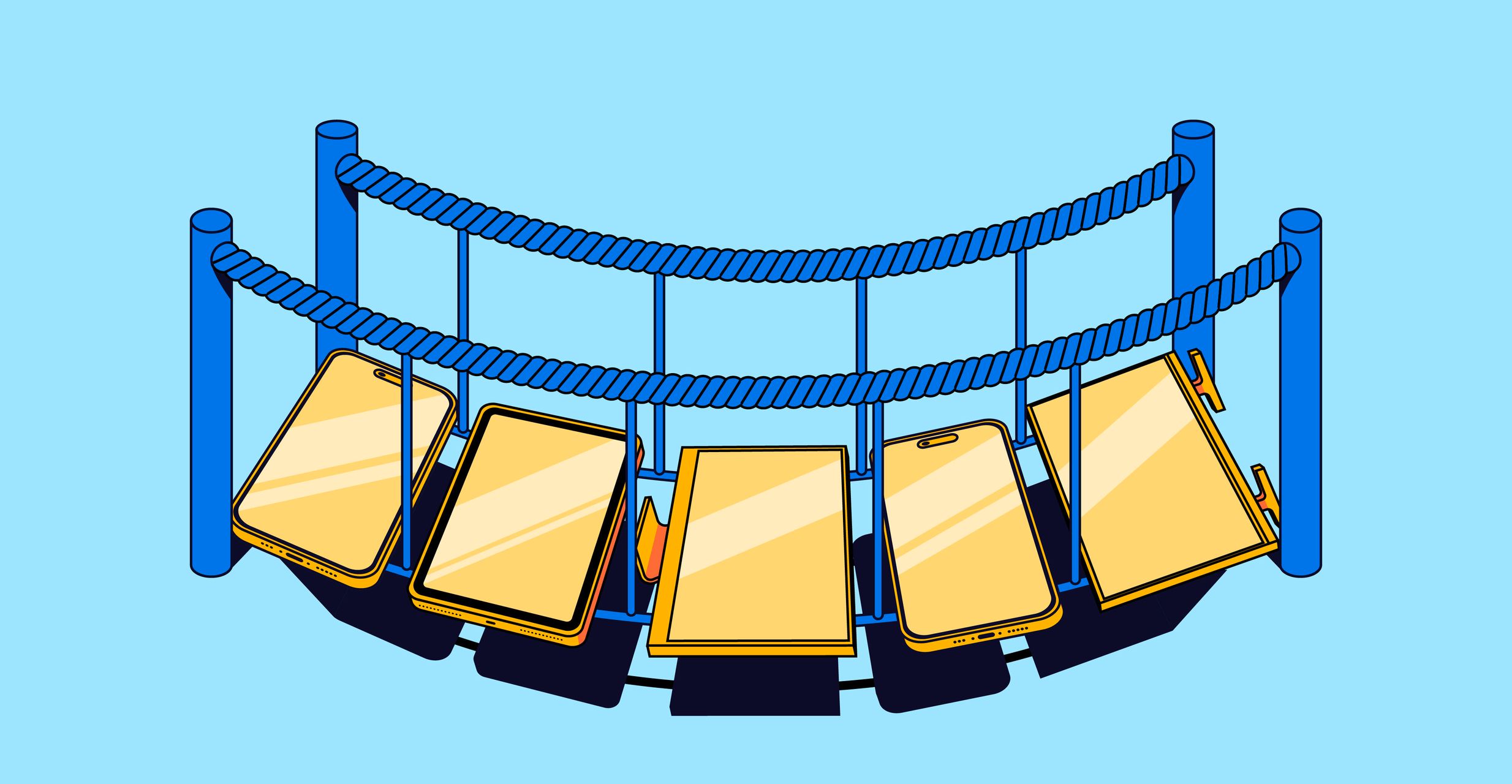 Graphic for Bell Media x The Resource Desk article - 5 gold devices surrounded by ropes
