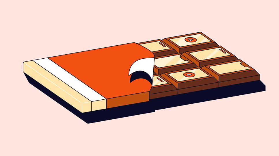 Graphic of a Hershey's chocolate bar with various CTV symbols on it
