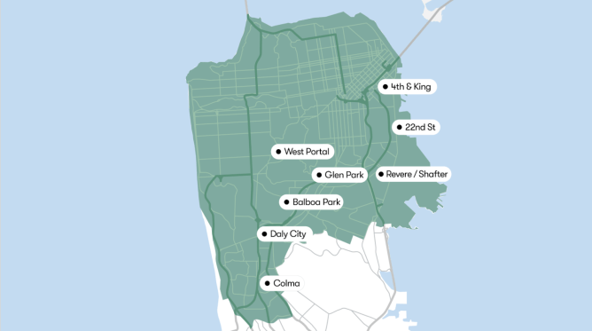 Waymo public transit credit map